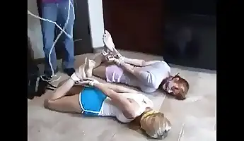 2 Girls Hogtied And Gagged By A Female
